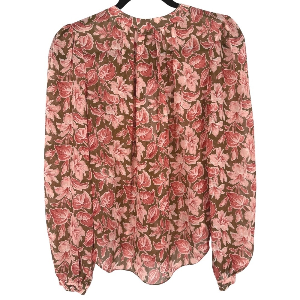 NWOT Veronica Beard Ashlynn Silk Floral Blouse Top Deep Ochre Multi Size 6 - Picture 7 of 16